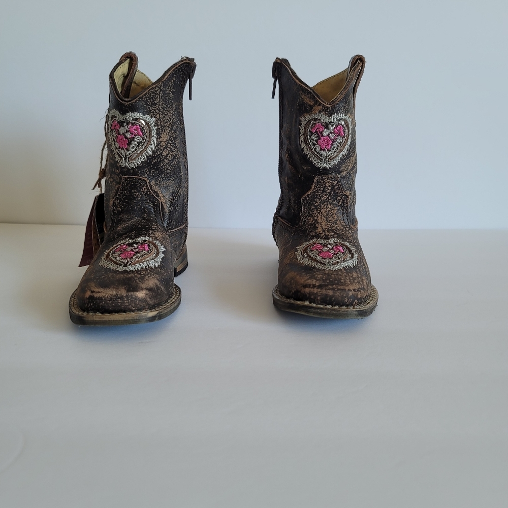 Toddler rose heart cow girl boots